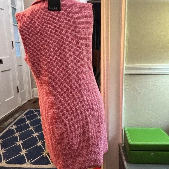Nicole Miller Pink Tweed Dress with Gold Accents - Picture 12 of 16